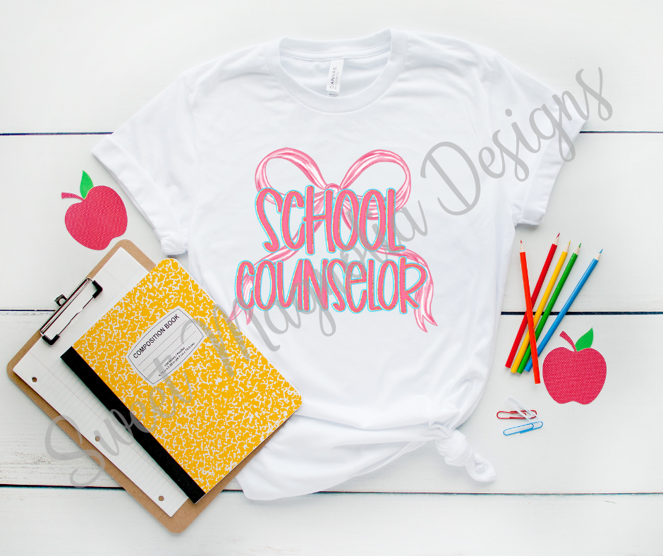 School Counselor Pink Bow