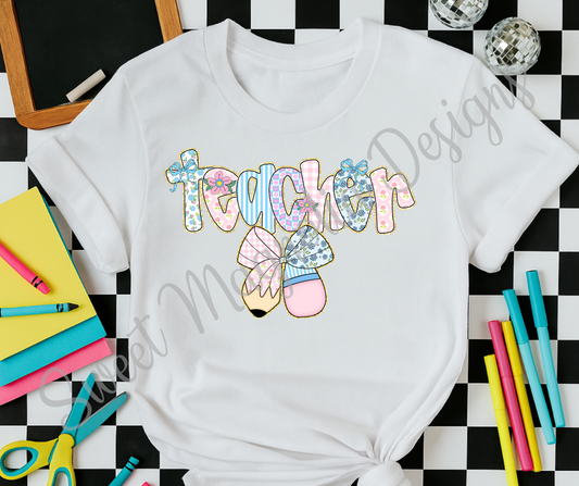 Teacher Bow - Blue