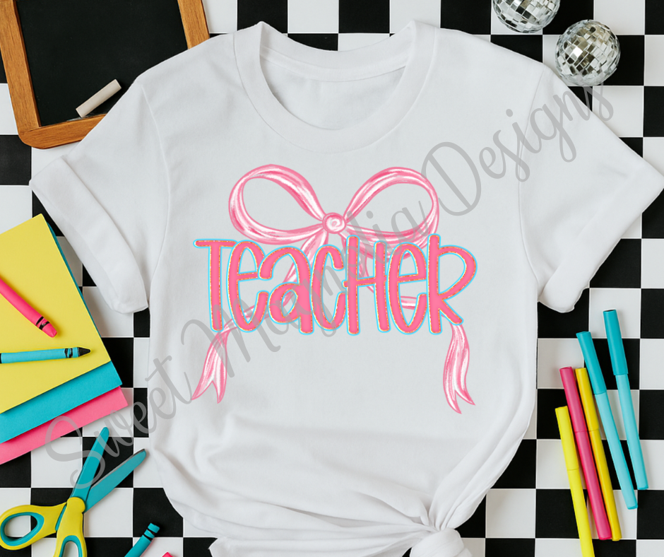 Teacher Pink Bow