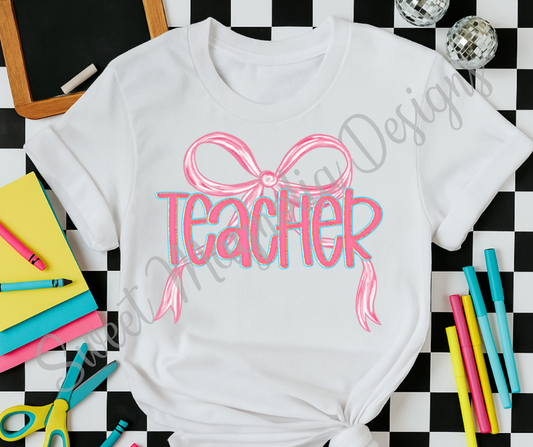 Teacher Pink Bow