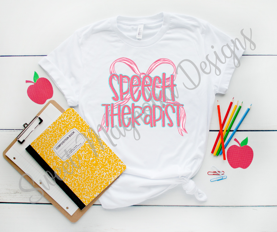 Speech Therapist Pink Bow